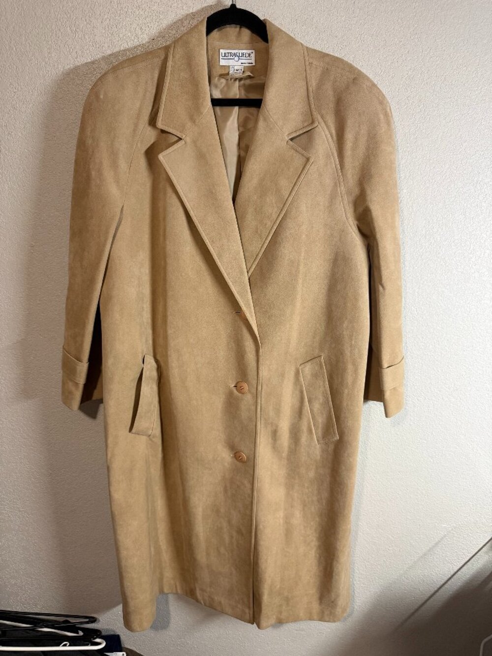 Ultrasuede Women's Size Medium Tan Long Trench Coat Jacket
